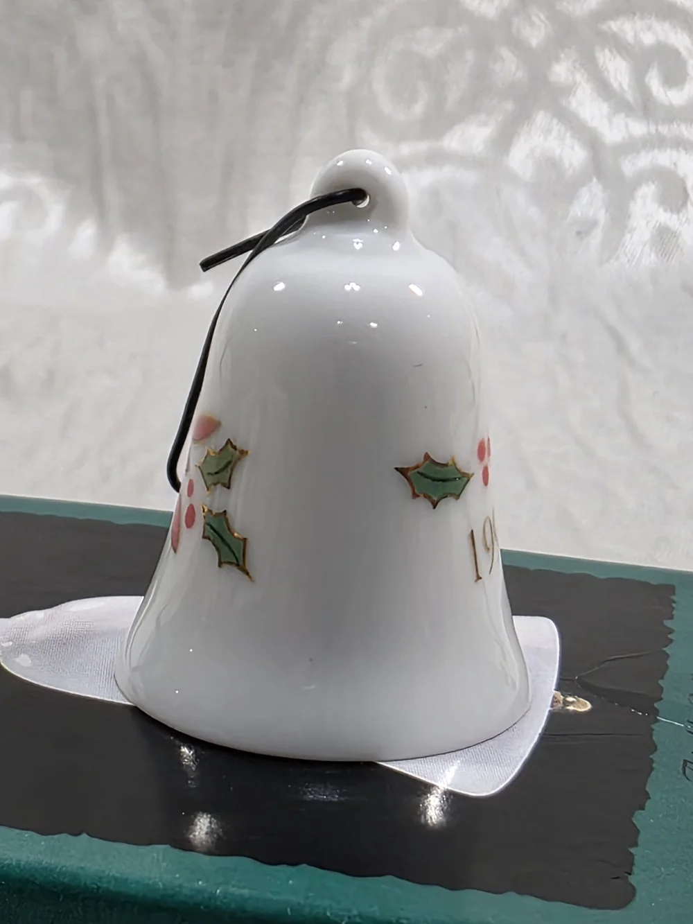 White 1993 Porcelain Holiday Bell Ornament